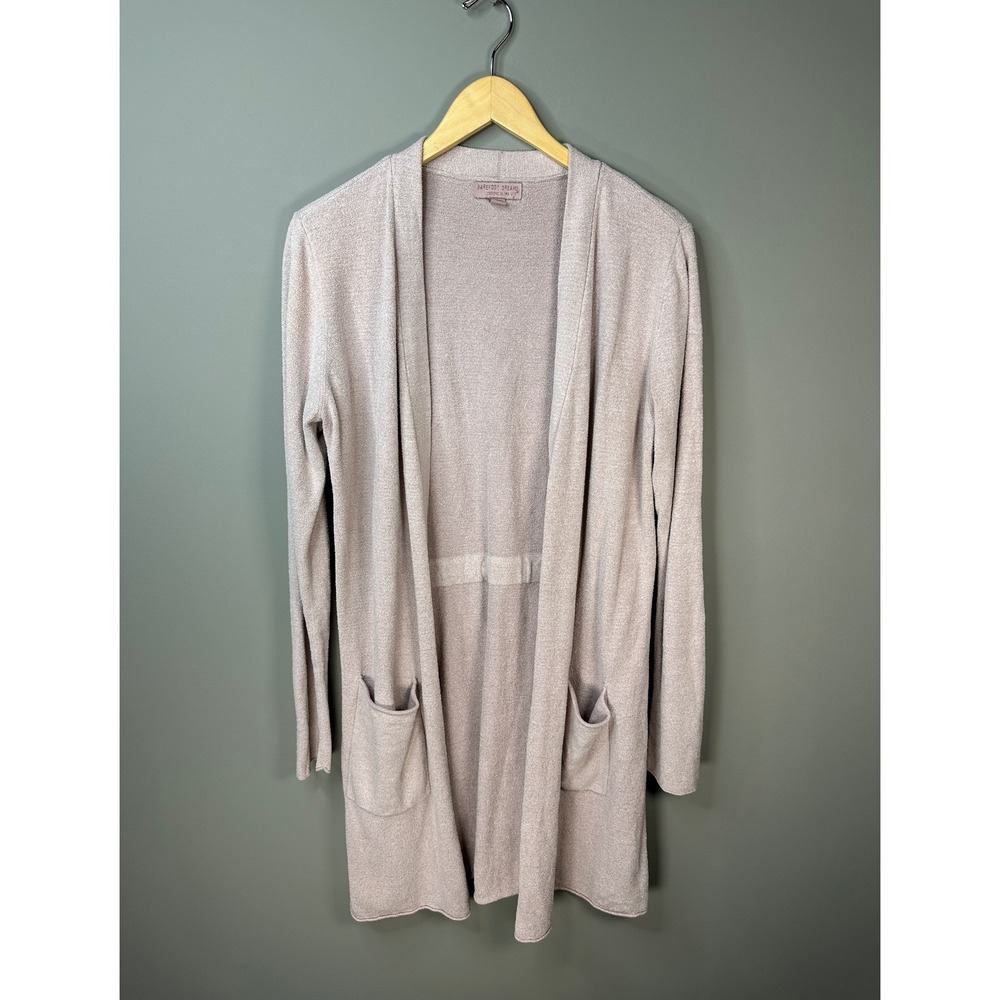 Barefoot Dreams CozyChic Ultra Lite Cardigan Womens S Mauve Drawstring Pocket